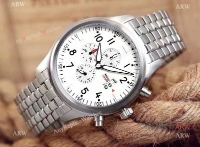 Replica Iwc Pilot Spitfire Chronograph Stainless Steel White Dial Watch For Sale